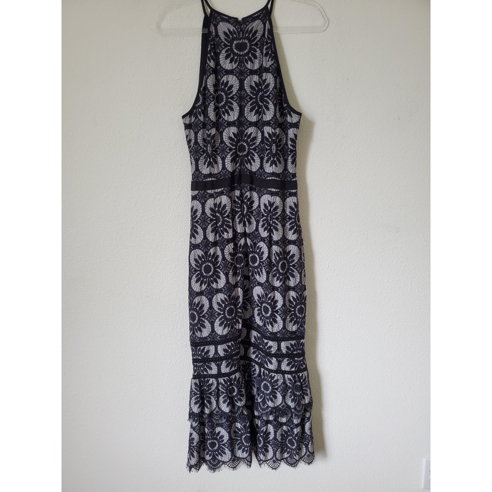 Banana Republic NWT Lace Midi Dress Black White‎ Halter Neck Women's Sheath - Picture 9 of 14